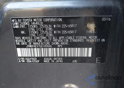 2016 Toyota Rav4 Le z USA, uszkodzony, nr VIN JTMBFREV7GD189846